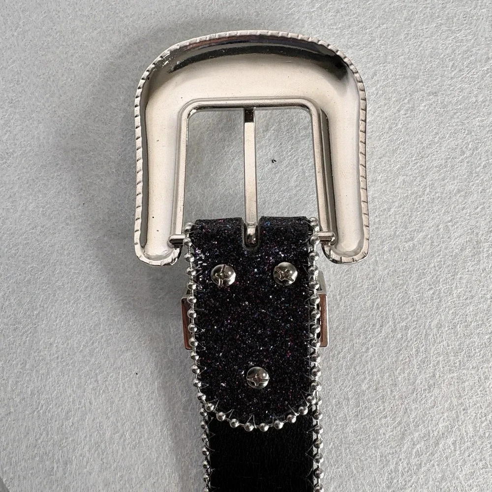 Y2k Western Cowgirl Studded Rhinestone Belt Med 28-34 Concho Glitter Bling NEW